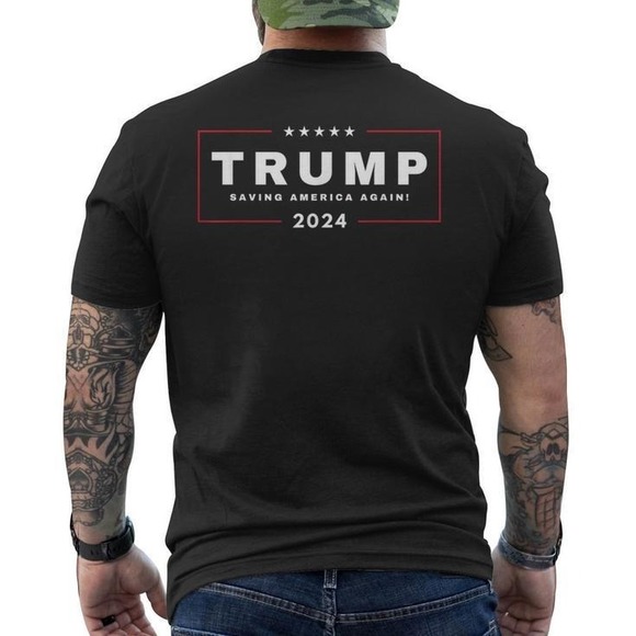 President Trump Saving America Again 4Th Of July 2024 Maga Unisex T-Shirt - Picture 1 of 4